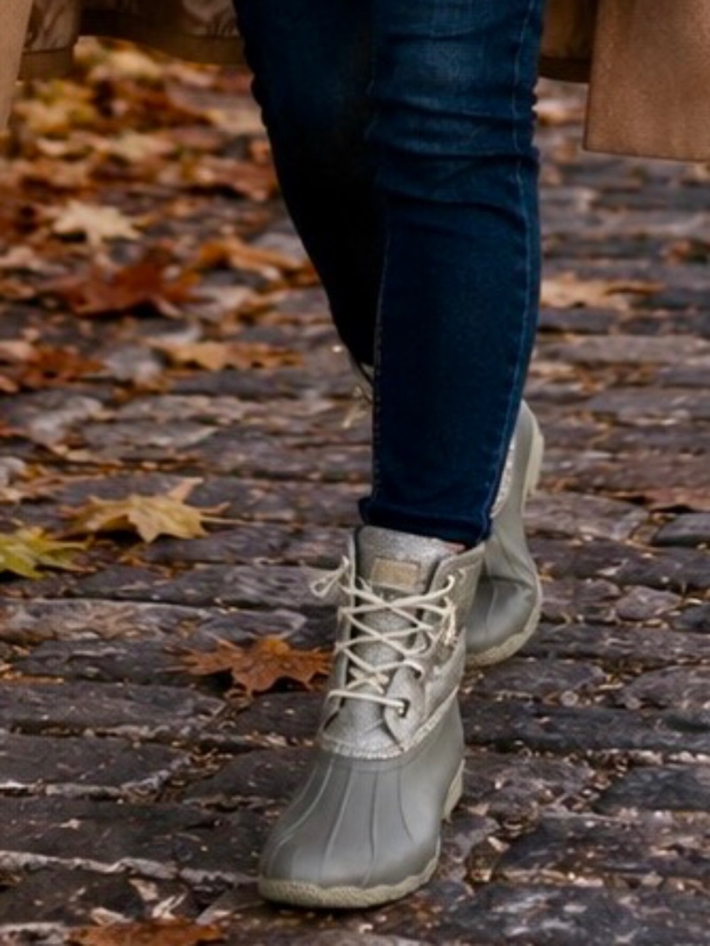 Preppy Fall Sperry Saltwater Waterproof Duck‎ Boots Gray 7.5
